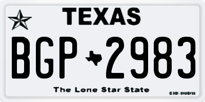 TX license plate BGP2983