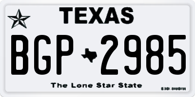TX license plate BGP2985