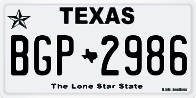 TX license plate BGP2986