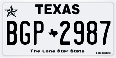 TX license plate BGP2987