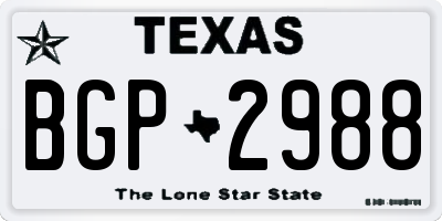 TX license plate BGP2988