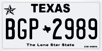 TX license plate BGP2989