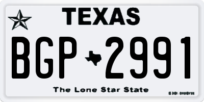 TX license plate BGP2991