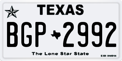 TX license plate BGP2992