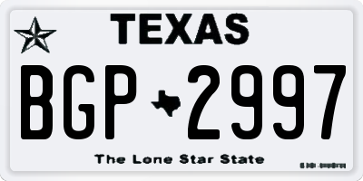 TX license plate BGP2997