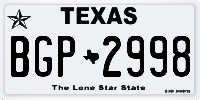 TX license plate BGP2998