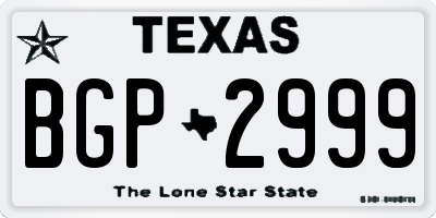 TX license plate BGP2999