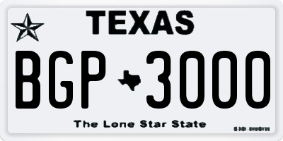 TX license plate BGP3000