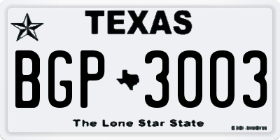 TX license plate BGP3003