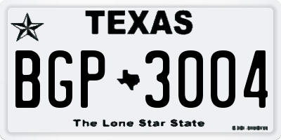 TX license plate BGP3004