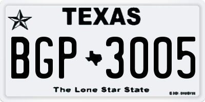 TX license plate BGP3005