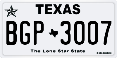 TX license plate BGP3007