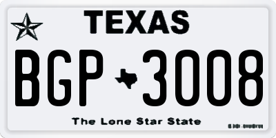 TX license plate BGP3008
