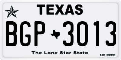 TX license plate BGP3013