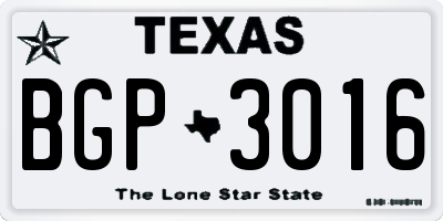 TX license plate BGP3016
