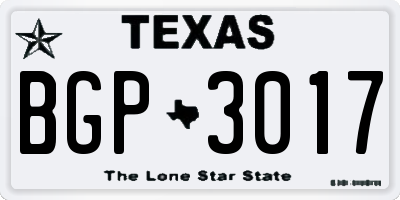 TX license plate BGP3017