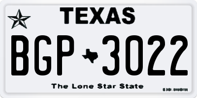 TX license plate BGP3022