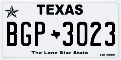 TX license plate BGP3023