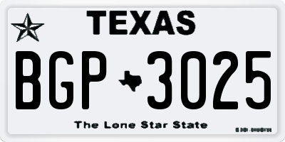 TX license plate BGP3025