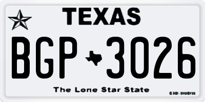 TX license plate BGP3026