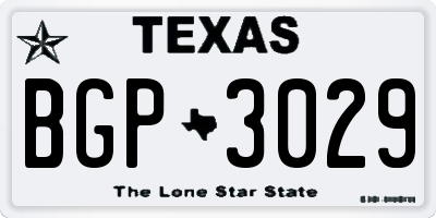 TX license plate BGP3029