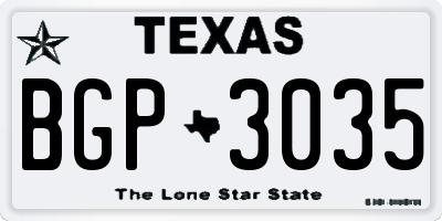 TX license plate BGP3035