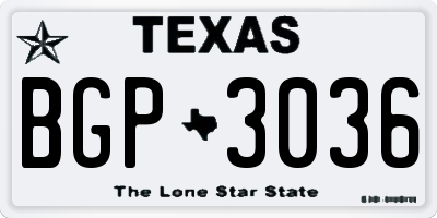 TX license plate BGP3036