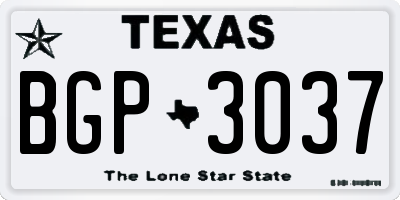 TX license plate BGP3037