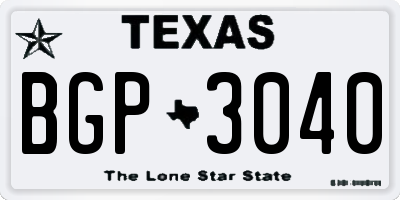 TX license plate BGP3040
