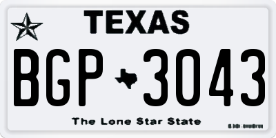 TX license plate BGP3043