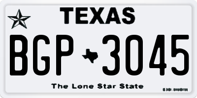 TX license plate BGP3045