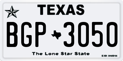 TX license plate BGP3050