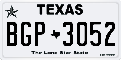 TX license plate BGP3052