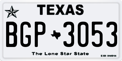TX license plate BGP3053