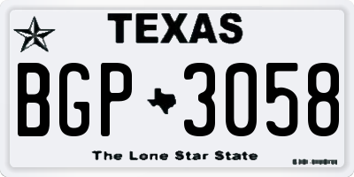 TX license plate BGP3058