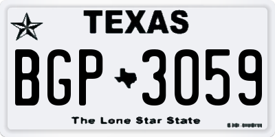 TX license plate BGP3059