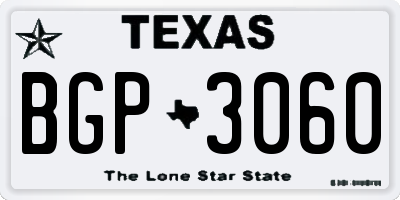 TX license plate BGP3060