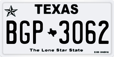 TX license plate BGP3062