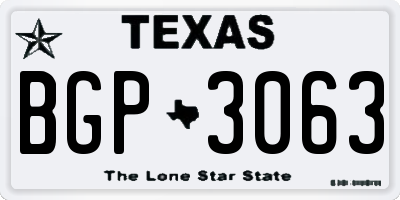 TX license plate BGP3063