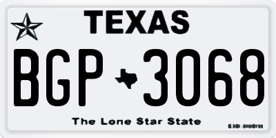 TX license plate BGP3068