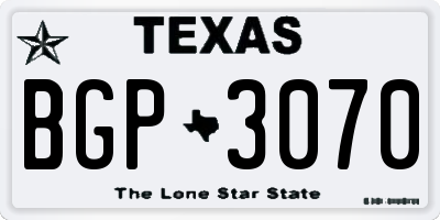 TX license plate BGP3070