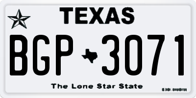 TX license plate BGP3071
