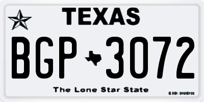 TX license plate BGP3072