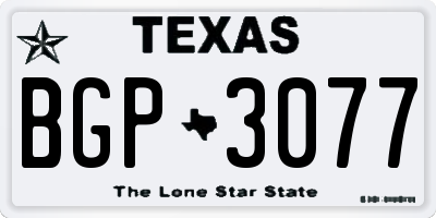 TX license plate BGP3077