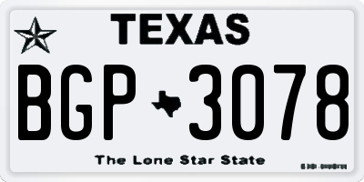 TX license plate BGP3078