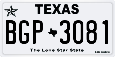 TX license plate BGP3081