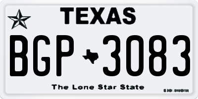 TX license plate BGP3083