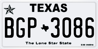 TX license plate BGP3086