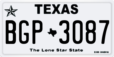 TX license plate BGP3087