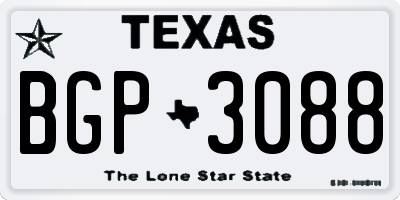 TX license plate BGP3088